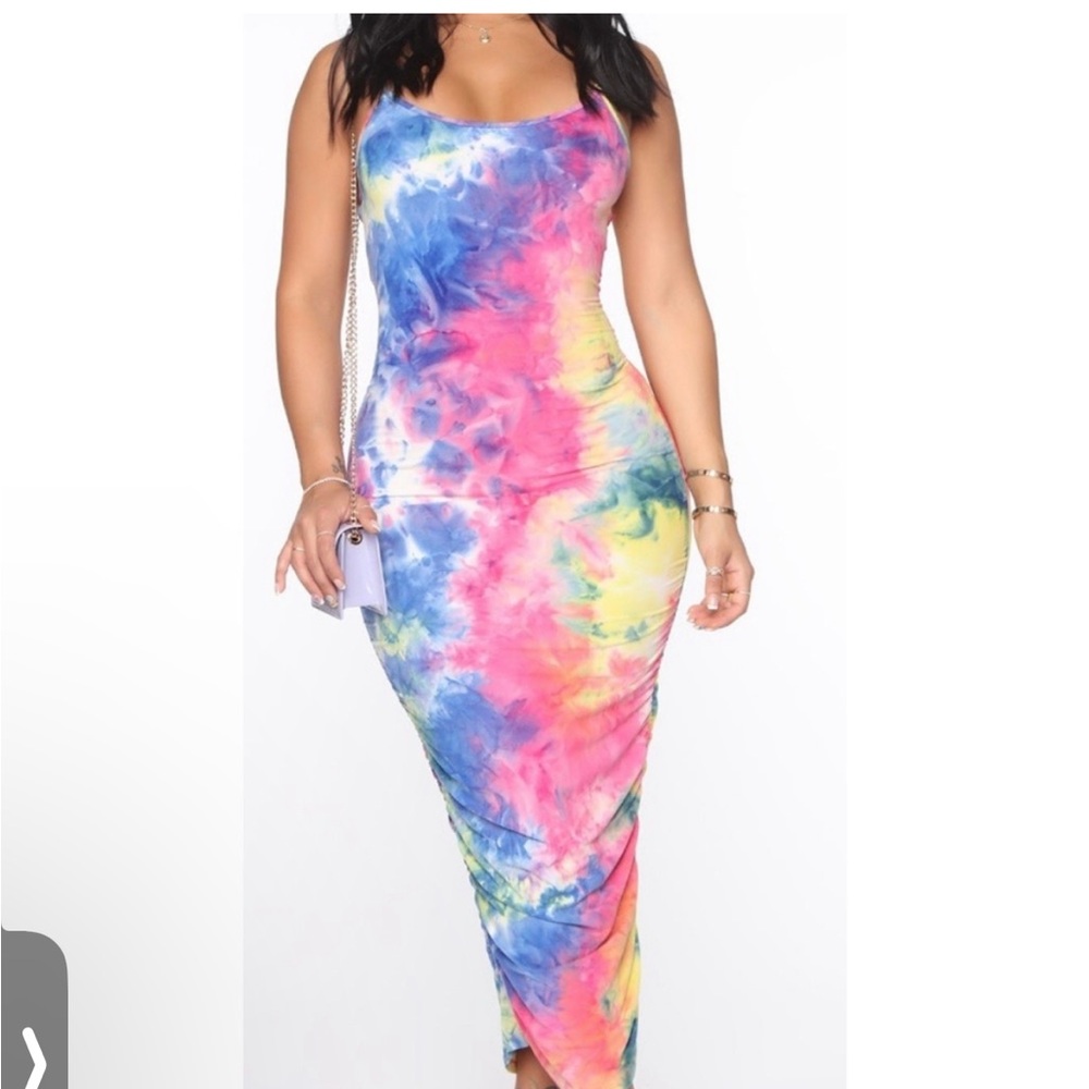 Tie-Dye Maxi Dress Sheer Mesh Swimsuit Coverup Size XL Stretchy Long Sleeves - Picture 6 of 13
